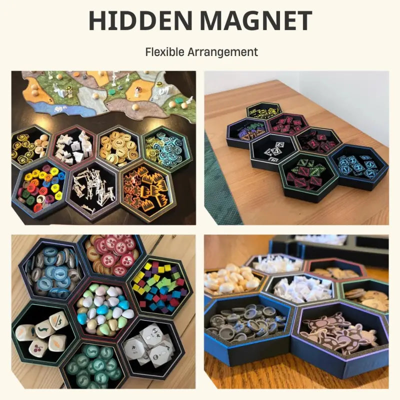 Magnetic Board Game Storage Trays – Hexagonal Modular Organizer Set