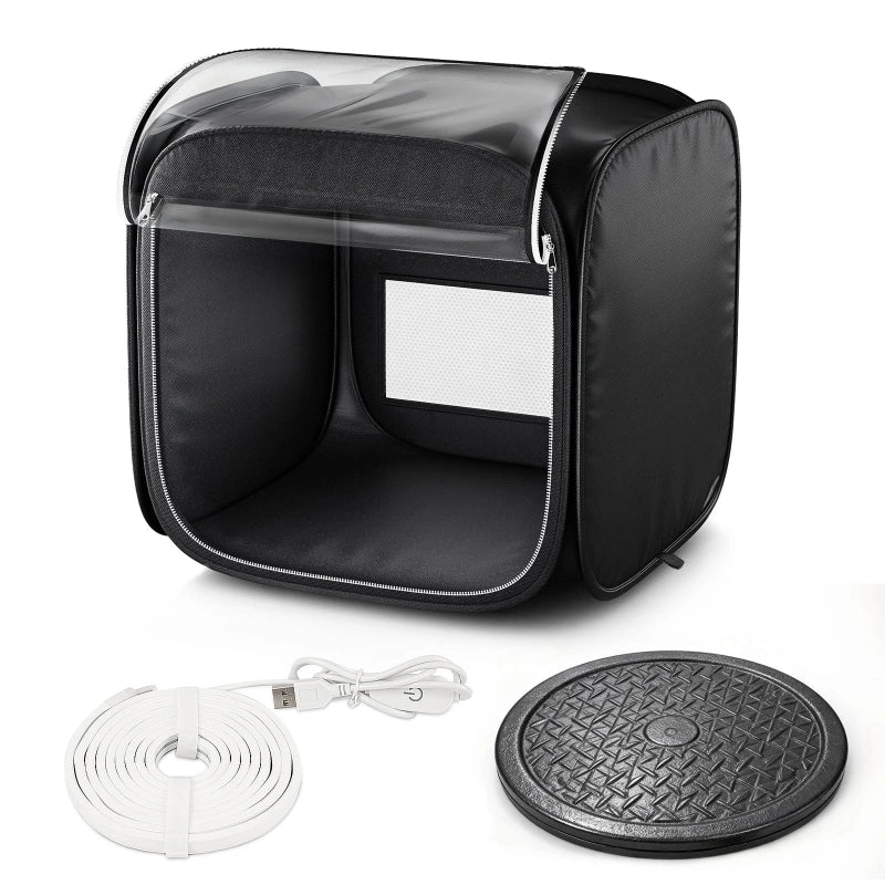 Portable Foldable Airbrush Spray Booth with Adjustable LED Light - 19" Model Painting Booth, No Fan, Black