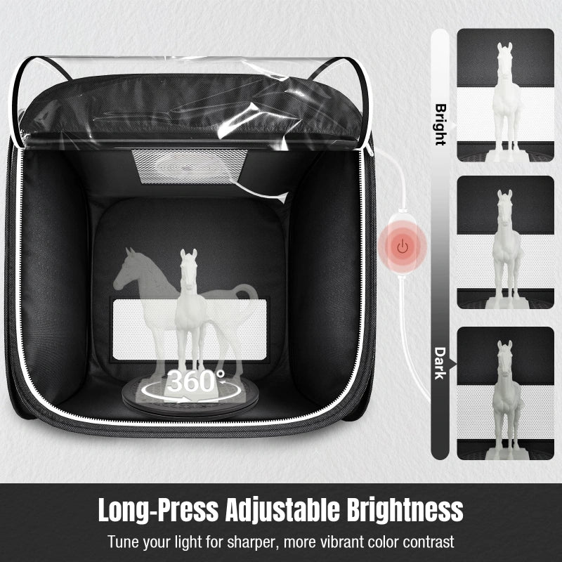 Portable Foldable Airbrush Spray Booth with Adjustable LED Light - 19" Model Painting Booth, No Fan, Black